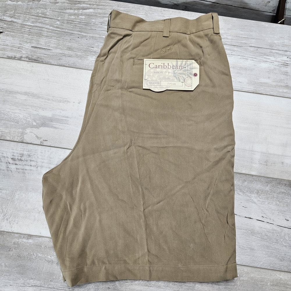 100% Silk Shorts Relaxed Fit Casual 2 Pleat Mens Size 40 Lead Gray 9" New